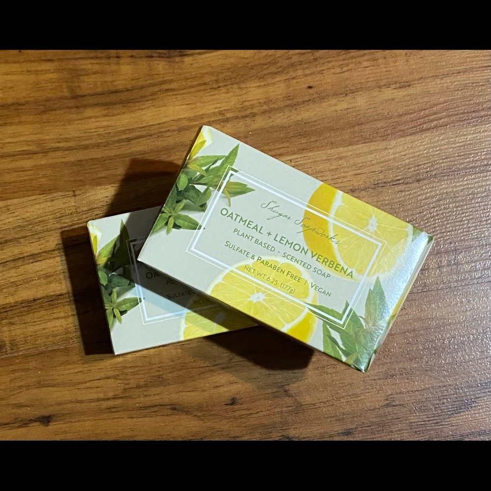 Shugar SoapWorks Plant Based Scented Bar Soap Oatmeal & Verbena (2) New